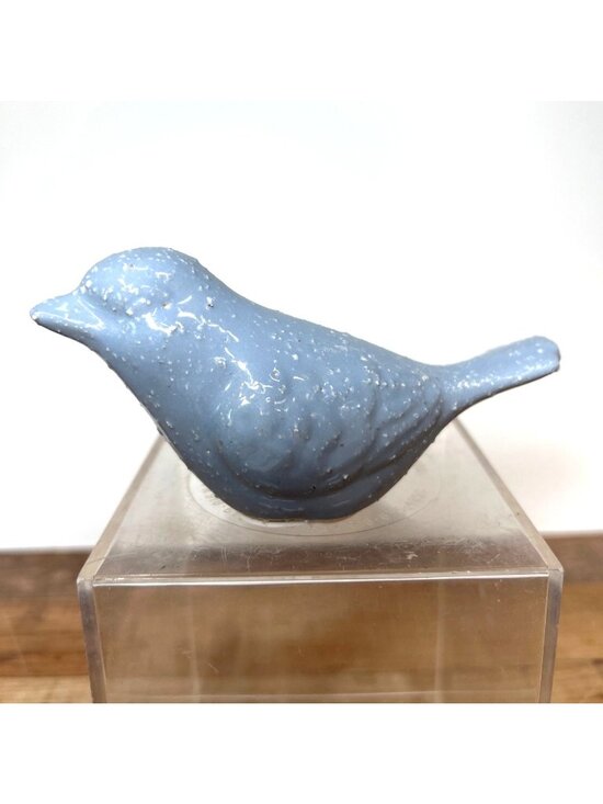None Other - Blue Ceramic Bird Figurine With Speckled Texture Decorative Accent Piece
